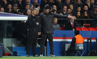 Jurgen Klopp mécontent de l'arbitrage lors de PSG-Liverpool, le 28 novembre 2018.