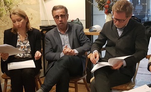 Laure Curvale (Pessac), Pierre Hurmic (Bordeaux) et Clément Rossignol (Bègles) ont présenté, le 27 février 2020, le programme des écolos pour la Métropole.