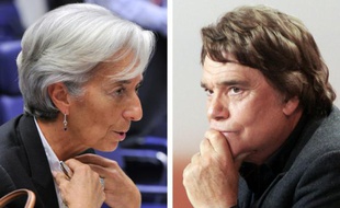 Montage de deux photos montrant la patronne du FMI Christine Lagarde et Bernard Tapie