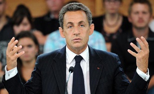 Nicolas Sarkozy, le 2 septembre 2011, lors d'une table ronde à Sainte-Marguerite, dans l'est de la France.