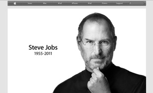 Steve Jobs sur la page d'accueil du site d'Apple, le 6 octobre 2011.