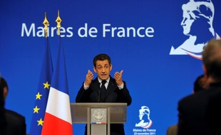 Nicolas Sarkozy lors de son discours aux maires, à l'Elysée, le 23 novembre 2011.