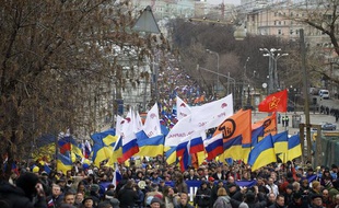 Manifestation en soutien à l'Ukraine à Moscou le 15 mars 2014.
