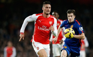 L'attaquant d'Arsenal Olivier Giroud contre Manchester United, le 22 novembre 2014.