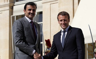 Emmanuel Macron et l'émir du Qatar, cheikh Tamim ben Hamad al-Thani