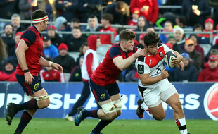 Le talonneur du Stade Toulousain Julien Marchand à Thomond Park, lors de la défaite sur la pelouse du Munster en quart de finale de la Coupe d'Europe, le 1er avril 2017.