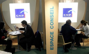 Stand CNP Assurances au salon Actionaria à Paris.