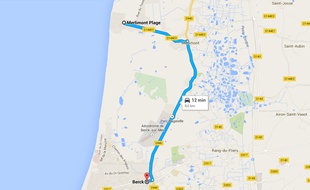 La route entre Berck-sur-Mer et Merlimont-Plage.