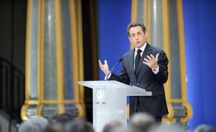 Nicolas Sarkozy lors de ses voeux au monde de la culture et de l'éducation nationale, le 19 janvier 2011, à Paris