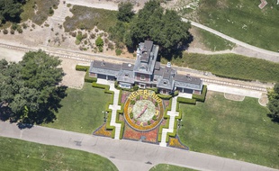 Vue aérienne de l'ancienne propriété de Michael Jackson «Neverland» en Californie en juin 2012.