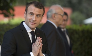 Emmanuel Macron lors de sa conférence de presse à Varanasi, le 13 mars 2018.