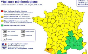 Capture-écran du site de Météo France: alerte orange sur les Pyrénées-Atlantiques.