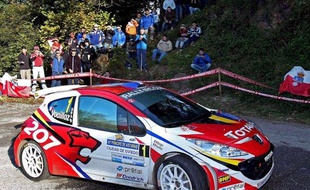 La Peugeot 207 de Nicolas Vouillioz, lors d'un rallye en Espagne, le 13 septembre 2008.