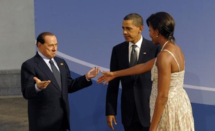 Silvio Berlusconi, face au couple Obama, au sommet du G20, à Pittsburgh