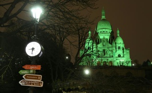Le Sacré-Coeur à Paris illuminé le 16 mars 2016