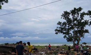 Le village de Carita, en Indonésie, a été frappé par un tsunami le 24 décembre 2018