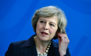 La Première ministre britannique Theresa May lors d'une conférence de presse à Berlin le 20 juillet 2016