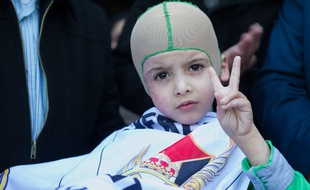 Ahmed Dawabcheh, le garçon palestinien rescapé d'une attaque d'extrémistes israéliens le 16 mars 2016.