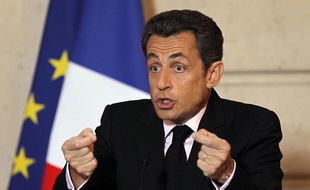 Nicolas Sarkozy lors de ses voeux aux partenaires sociaux à l'Elysée, à Paris, le 6 janvier 2011.