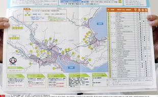 Une carte d'évacuation en cas de tsunami pour la ville d'Otsuchi, dans la préfecture d'Iwate, dévastée en 2011.
