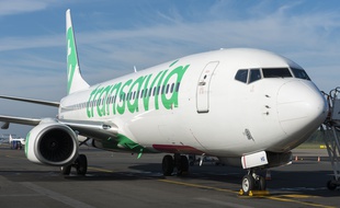Un appareil de la compagnie Transavia à l'aéroport de Nantes.