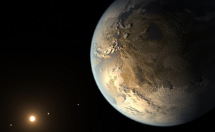Vue d'artiste de l'exoplanète Kepler-186f, déclarée habitable par la Nasa le 17 avril 2014