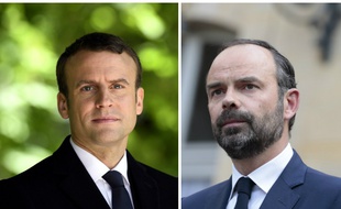 Collage AFP du président Emmanuel Macron et du Premier ministre Edouard Philippe