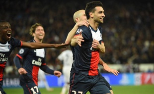 L'Argentin du PSG Javier Pastore célèbre son but contre Chelsea en quart de finale aller de la Ligue des champions, le 2 avril 2014, au Parc des Princes.