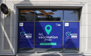 Un centre de vaccination anti-Covid-19 à Cagnes-sur-mer (Alpes-Maritimes).