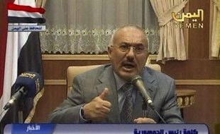 Capture d'écran d'un discours télévisé du président du Yémen, Ali Abdallah Saleh, le 22 mai 2011.