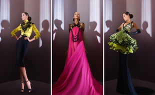 Trois silhouettes de la collection haute couture automne-hiver 2014-2015 de Julien Fournié.