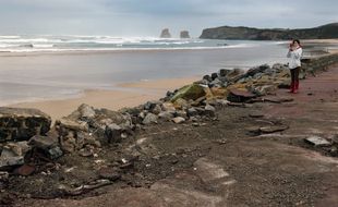 Une vue de la côte basque à Hendaye, après une tempête, en février 2014.