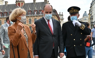 Jean Castex en visite à Lille, le 3 août 2020, pour la mise en place du port du masque obligatoire des les espaces publics.