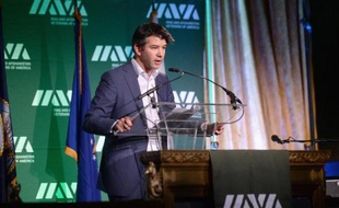 Le PDG et cofondateur d'Uber, Travis Kalanick, lors d'un discours à New York le 13 novembre 2014