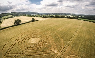 Un « crop circle » découvert en Grande-Bretagne en 2014 (Illustration)
