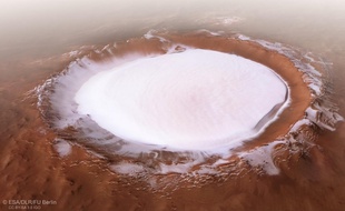 Le cratère Korolev sur Mars.