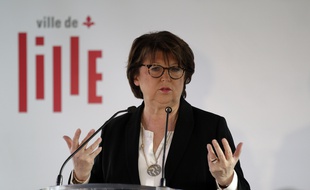 Lille, le 17 janvier 2019. Martine Aubry, maire PS de Lille, presente ses voeux a la presse sur une peniche sur le canal de le Deule.