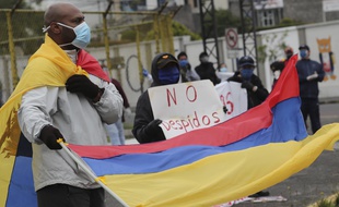 Un défilé à Quito pour la fête du travail, le 1er mai 2020.