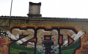 Des graffitis sur les murs d'une ferme désaffectée sur le site de Sivens, le 7 mars 2015