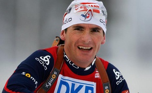 L'ancien biathlète français, Raphaël Poirée, lors d'une épreuve à Lahti, en Finlande, le 4 mars 2007.