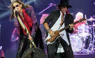 Steven Tyler et Joe Perry à la Meo Arena de Lisbonne en juin 2017