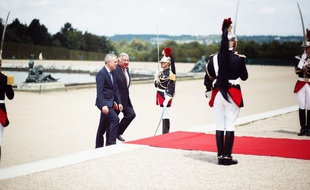François de Rugy, président LREM de l'Assemblée nationale, et Gérard Larcher, président LR du Sénat, lors de la réunion du Parlement en congrès à Versailles le 3 juillet 2017