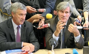 Le préfet Patrick Strzoda (à g.) avec Stéphane Le Foll en novembre 2013.