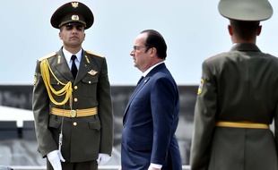 François Hollande en Arménie pour le 100e anniversaire du génocide arménien, le 24 avril 2015.