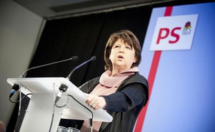 Martine Aubry, lors de ses voeux, le 10 janvier 2011, au siège du PS.