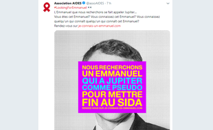 Capture d'écran de la campagne d'Aides pour mobiliser Emmanuel Macron contre le Sida.