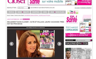 «Closer» annonce que le magazine va publier des photos de Kate Middleton à moitié nue.