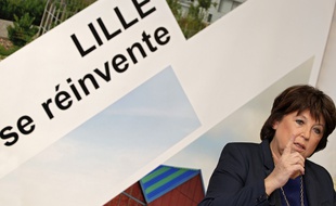 La maire de Lille, Martine Aubry, lors de sa conférence de presse de rentrée.