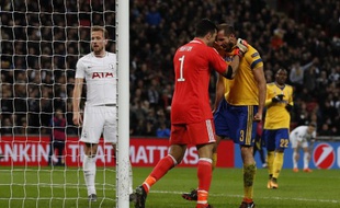 Gigi Buffon et Giorgio Chiellini lors de Tottenham-Juventus