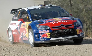 Le pilote français Sébastien Loeb au volant de sa Citroën C4 pendant le rallye d’Australie, le 3 septembre 2009, dans le sud de Brisbane.